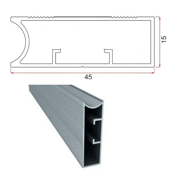 45mm Aluminium Profile Diagram & Finish Image
