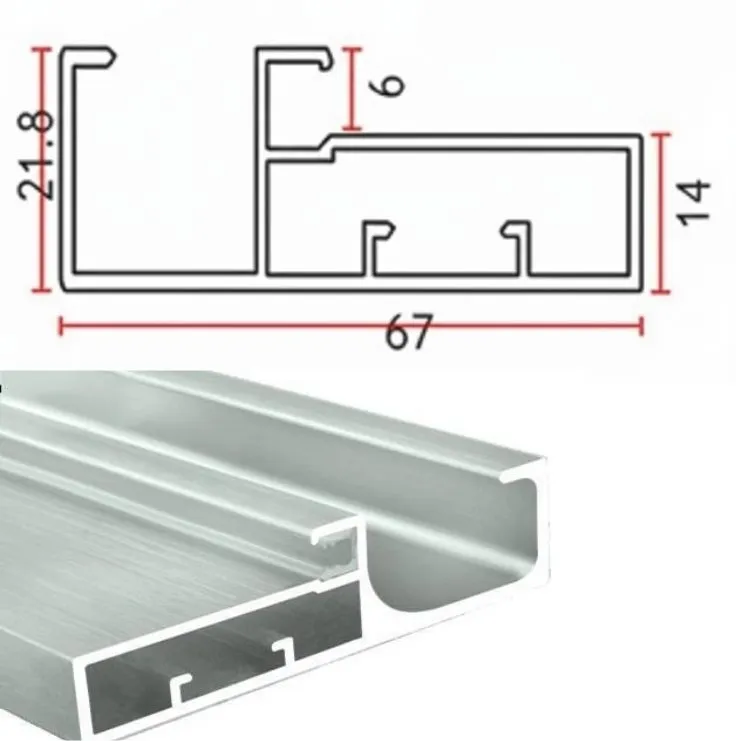 45mm Profile with Handle For 4 to 5 mm Glass suitable - Aluminium Color