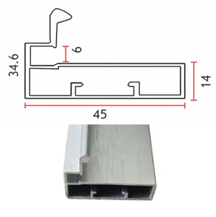 45mm Aluminium Profile Handle - Aluminium Color