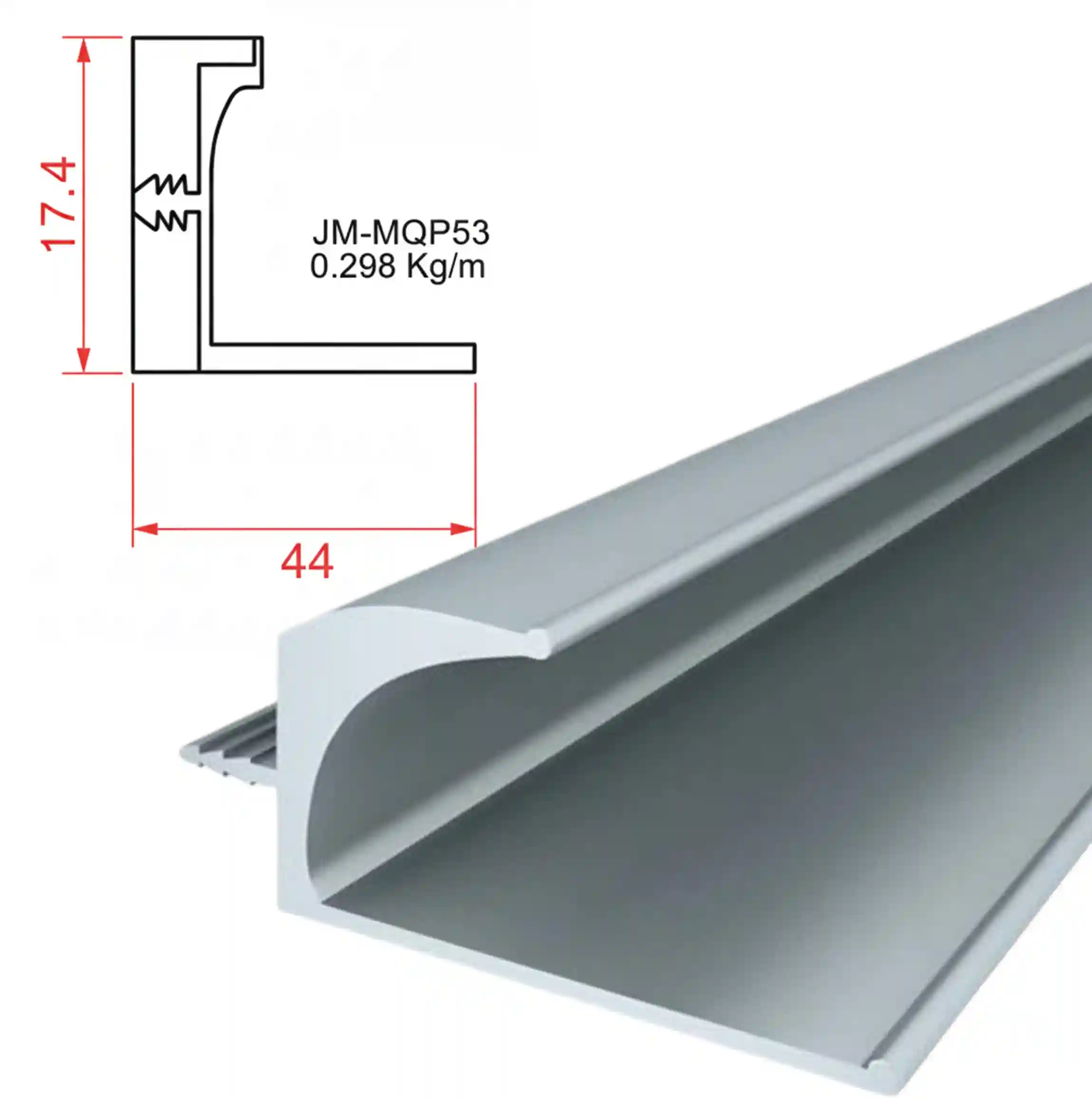 Aluminium Edge J Profile - Aluminium Color