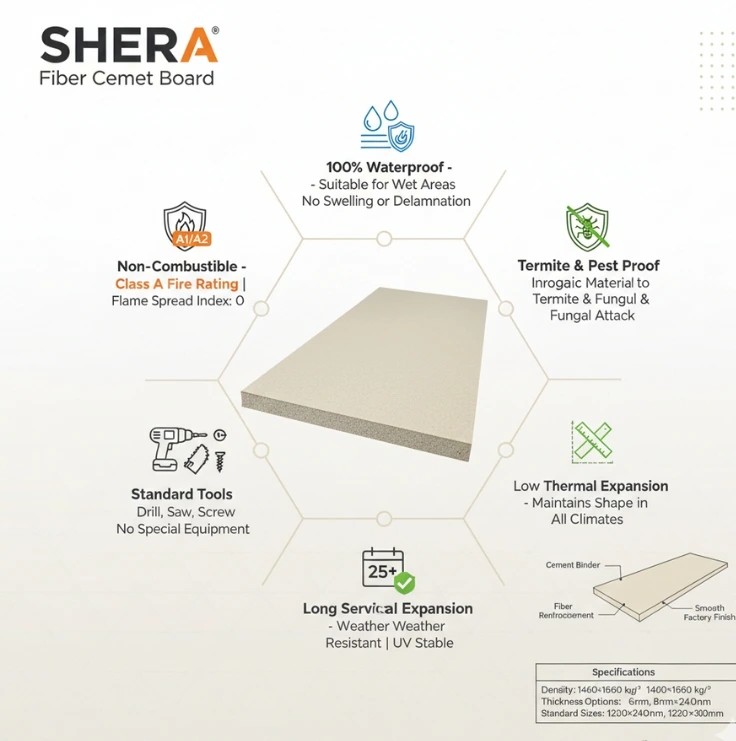 Shera NEU Fibre Cement Board Infographic