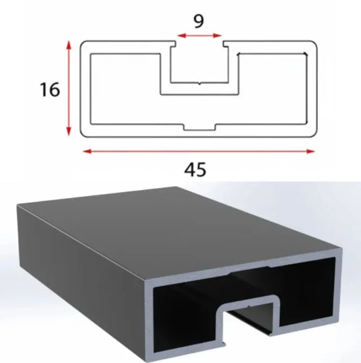 45x16mm Partition Profile Side Patti 3Mtr & 4Mtr Diagram & Finish Image
