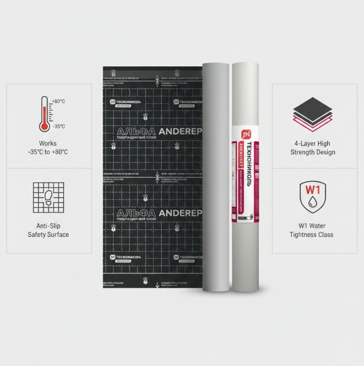 TECHNONICOL Alpha ANDEREP polymer underlayment Infogrpahic image
