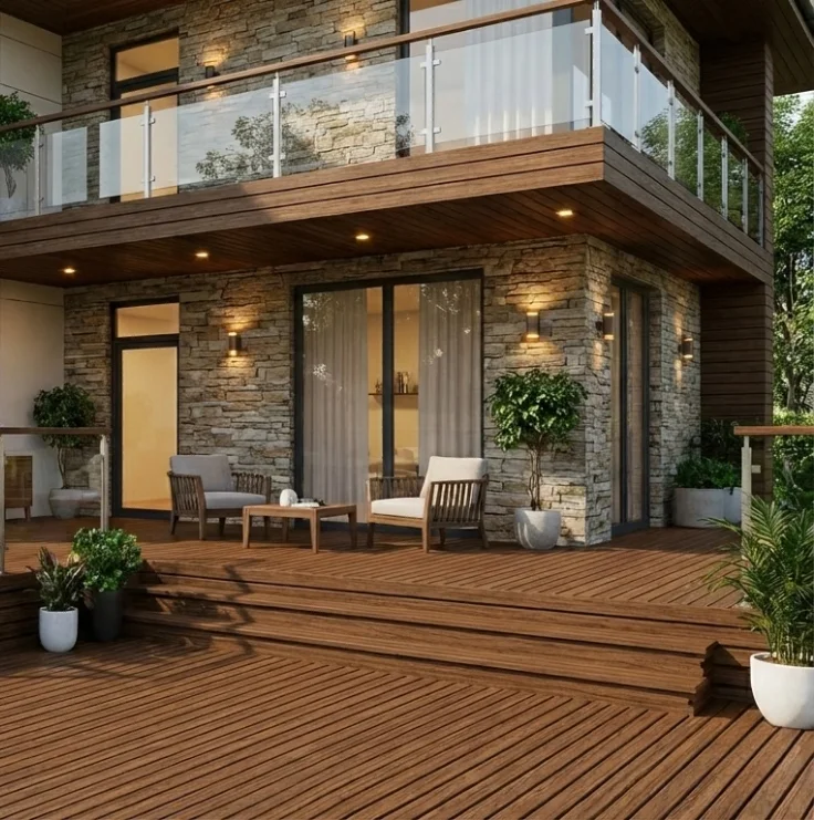 8mm Walnut Color Shera Teak Planks - Pre-Coloured Finish look