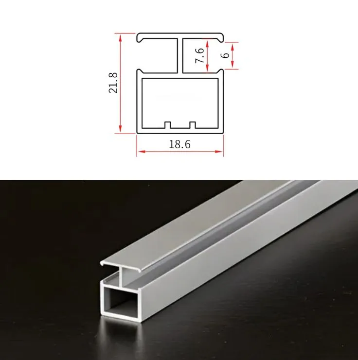 45mm Aluminium Profile For 4 to 5 mm Glass Divider - SS Brush Color