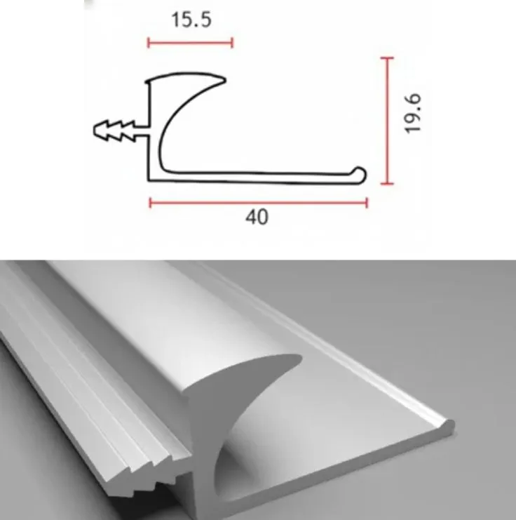 Aluminum ‘J' Profile Handle Diagram & Finish Image