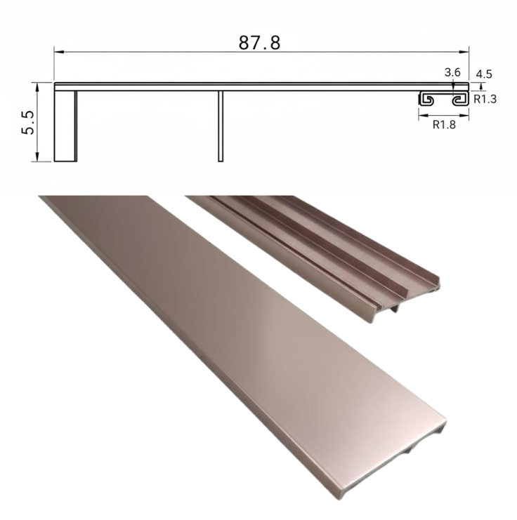 Sliding Track Cover Used with Partition Profile to Cover Track Both Side 3 Metre - Gold Brush Color