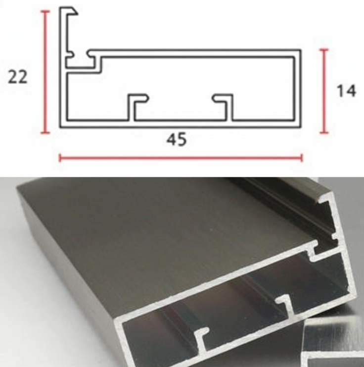 45mm Aluminium Profile Glass 4 & 5mm Diagram & Finish Image