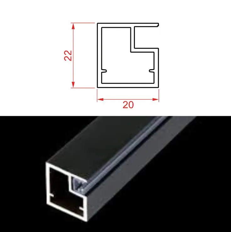 20mm Aluminum Profile Diagram & Finish Image