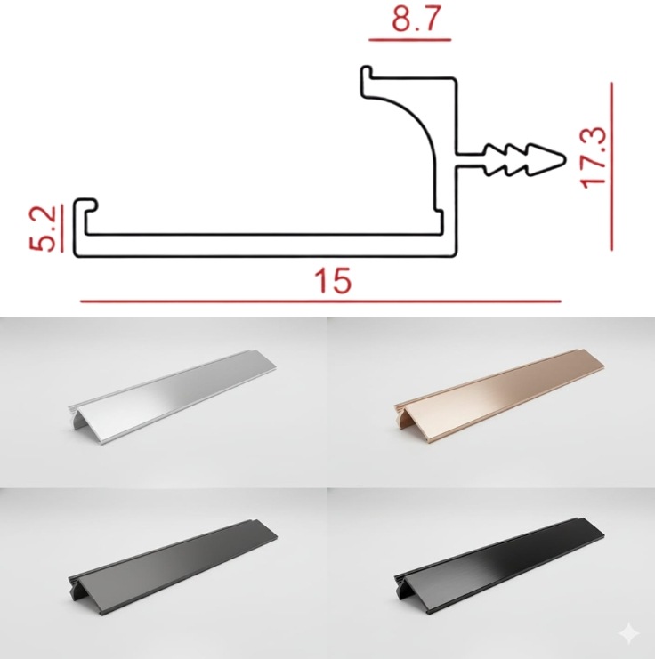 Aluminium Edge Profile Handle - Aluminium Color